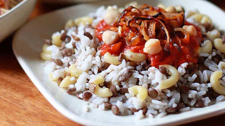 Koshari recept met linzen