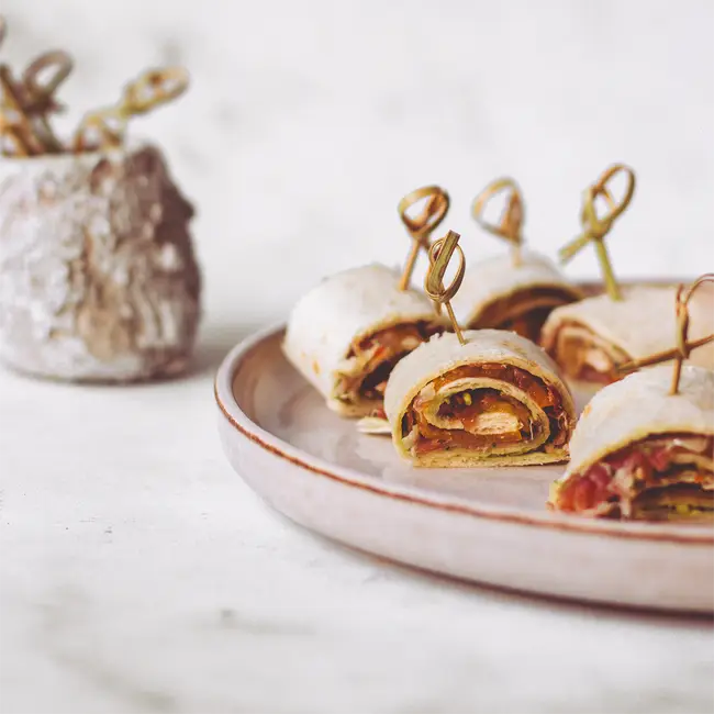 Wrap hapjes met parmaham en meloen