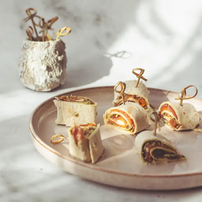 Wrap hapjes met parmaham en meloen