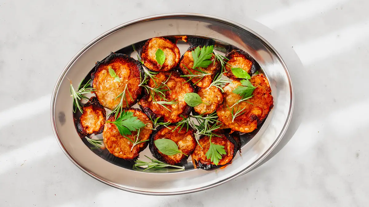 Gegrilde aubergine met mozzarella