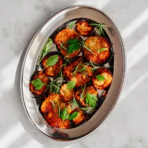 Gegrilde aubergine met mozzarella