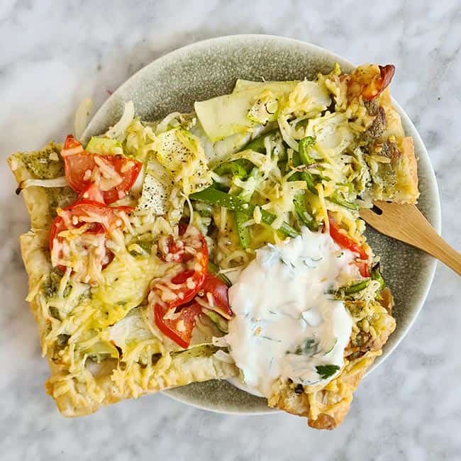 Plaattaart met pesto simpele recept