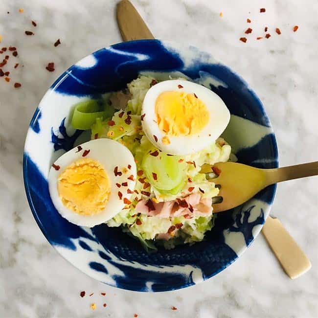 Stamppot met prei en ham recept