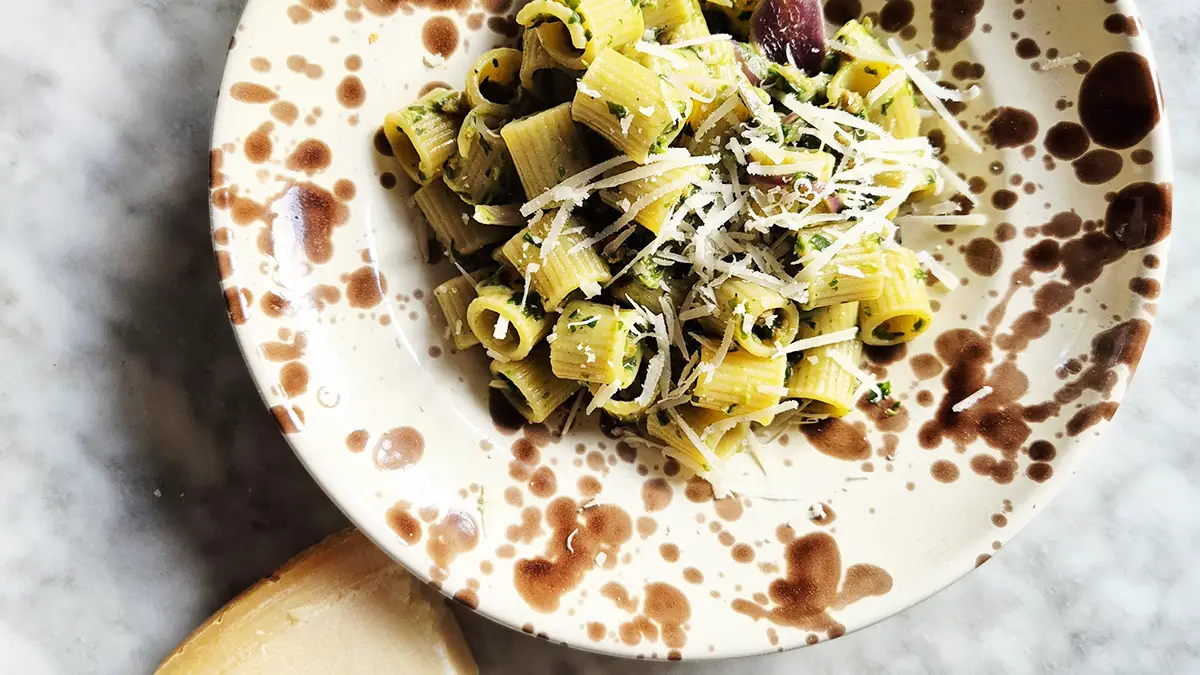Pasta met gehakt en spinazie