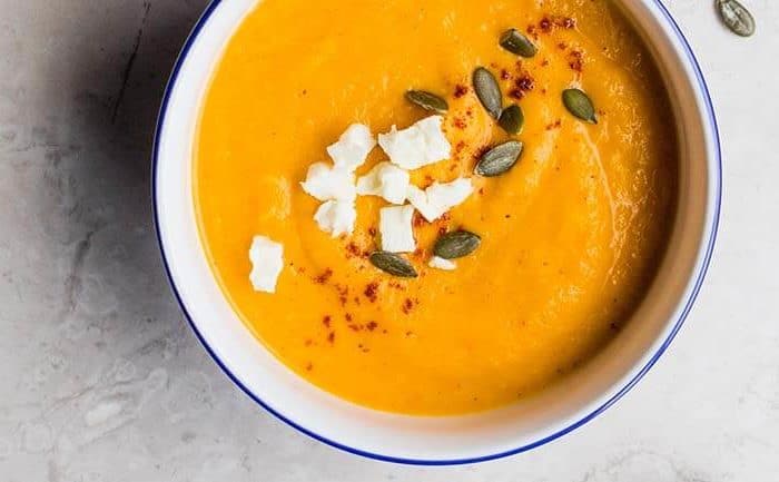 Pompoensoep met zoete aardappelen