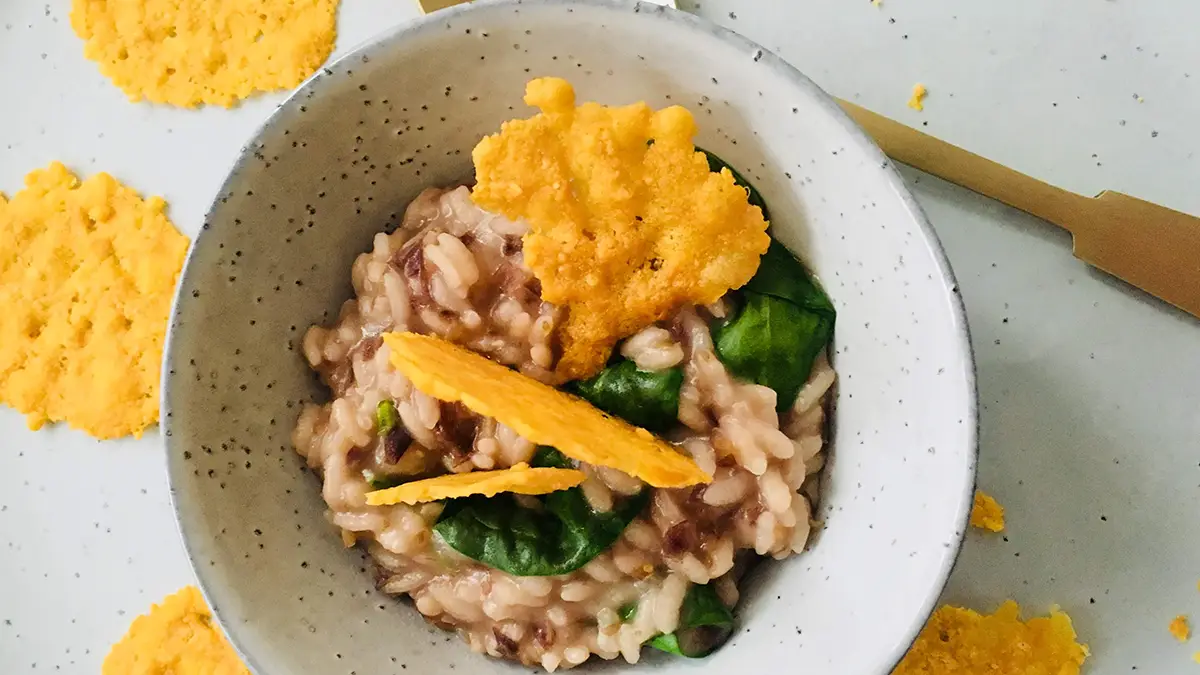 Risotto radicchio en spinazie