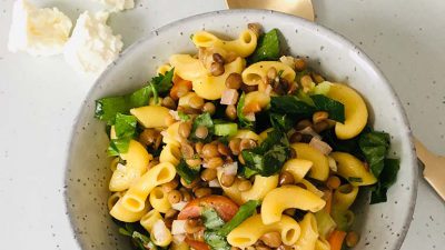 Pastasalade met linzen