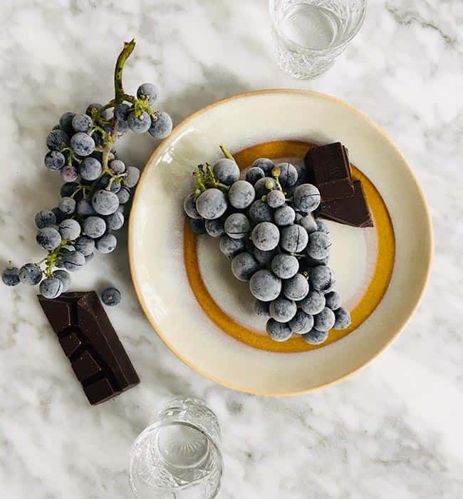 Bevroren druiven met pure chocolade recept