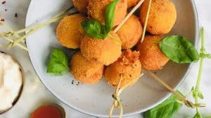 Vega bitterbal van tomaat mozzarella basilicum