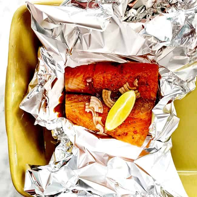 Zalm uit de oven met honing en soja