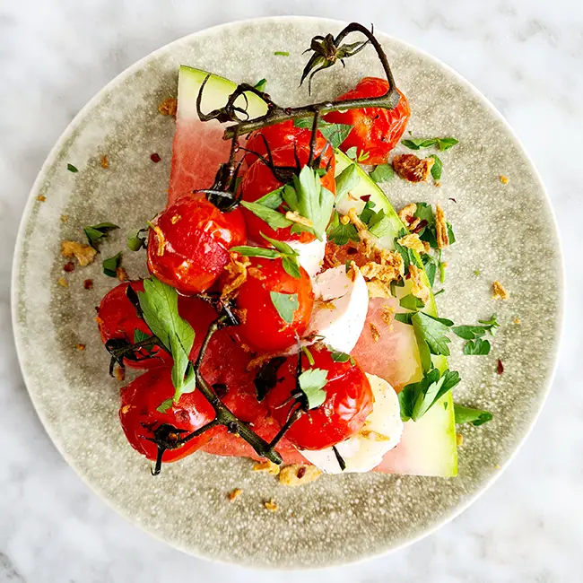 Zomerse watermeloen met labneh Zomerse watermeloen met labneh