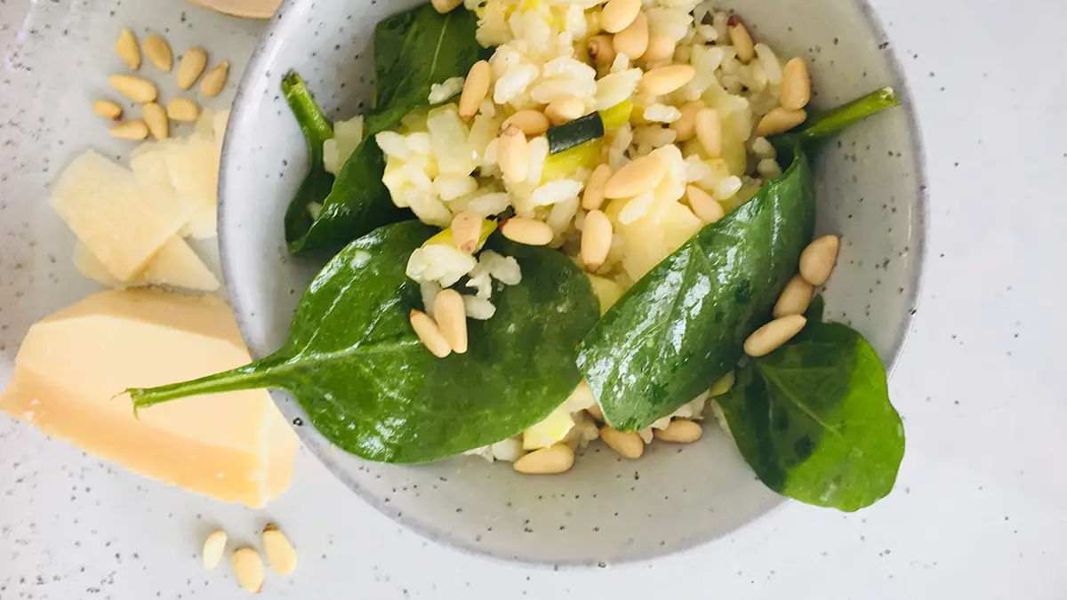 Risotto met spinazie en Grana Padano