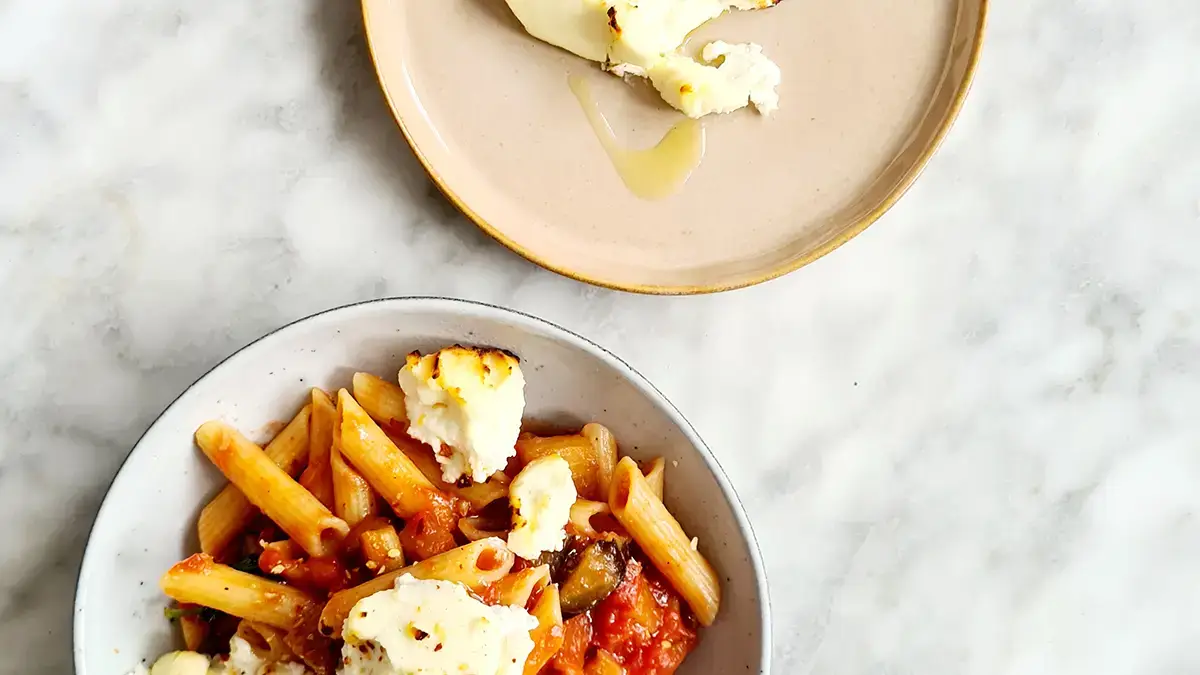 Pasta met aubergine
