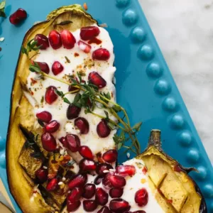 Aubergine yoghurt granaatappel recept