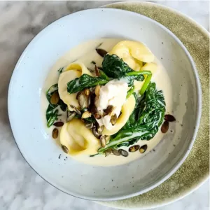 Tortellini met spinazie en gorgonzola