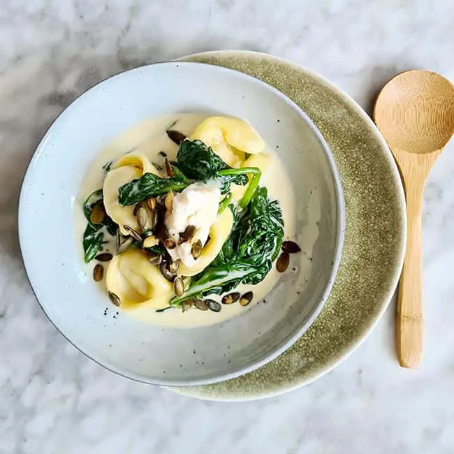 Tortellini met spinazie