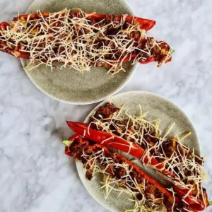 Paprika met gehakt uit de oven