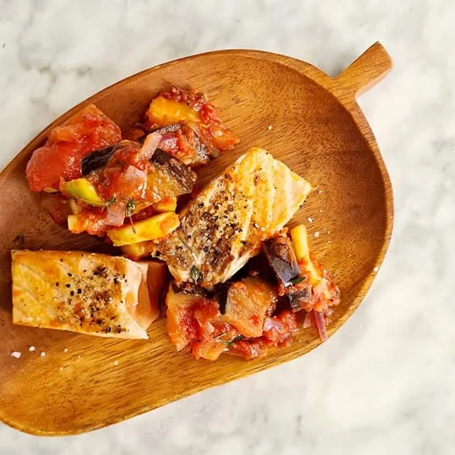 Ratatouille met zalm